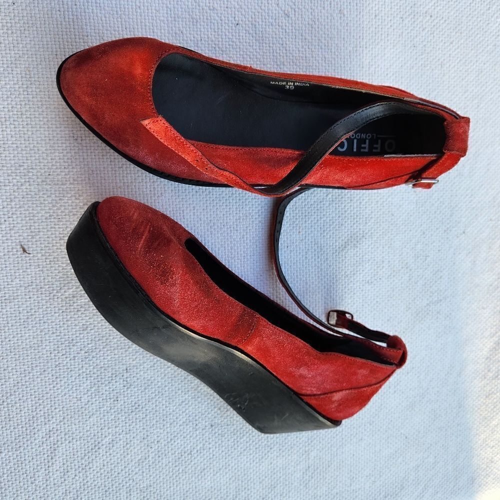 Office london red full platform mary janes